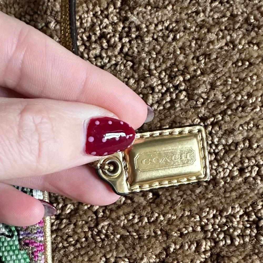 Coach Mint and Purple Floral Wristlet - Picture 3 of 5